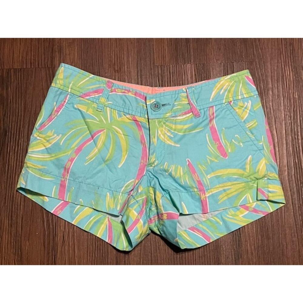 Lilly Pulitzer‎ Size 00 Walsh Shorts Palm Tree Pattern 100% Cotton